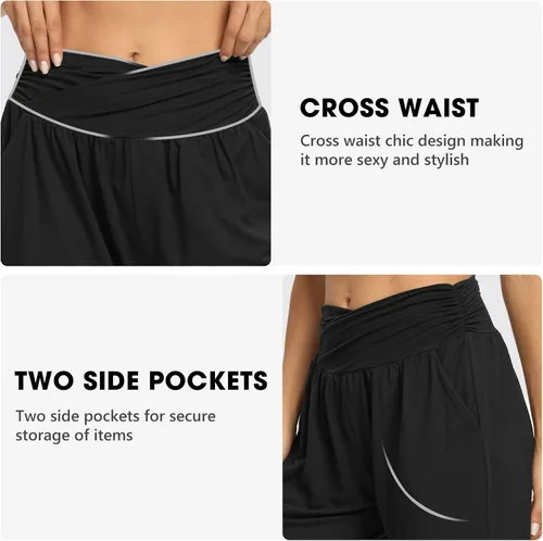 Vista 4 de DIBAOLONG - Pantalones de yoga sueltos para hacer ejercicio, casuales, cómodos, con bolsillos