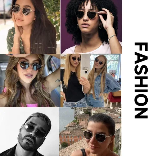Vista 3 de Gafas de sol polarizadas con forma de corazón para mujer, con marco de metal