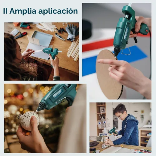 Vista 8 de Kit de pistola de pegamento caliente ignífuga de 100 W, pistola de pegamento MAXDONE Craft tamaño completo (no mini), pistola de pegamento caliente