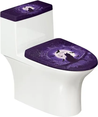 Vista 23 de Juego de decoración de baño de 2 piezas con diseño de muñeco de nieve de Navidad, cubierta de tanque para asiento de inodoro