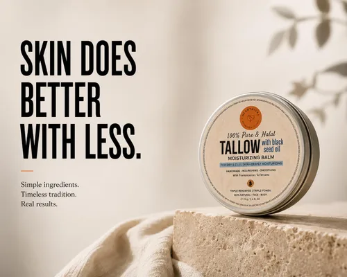 Vista 9 de Halal Tallow de ternera alimentada con pasto para la piel – 2.47 oz de crema hidratante de sarga de res orgánica – Hidratante facial de ternera