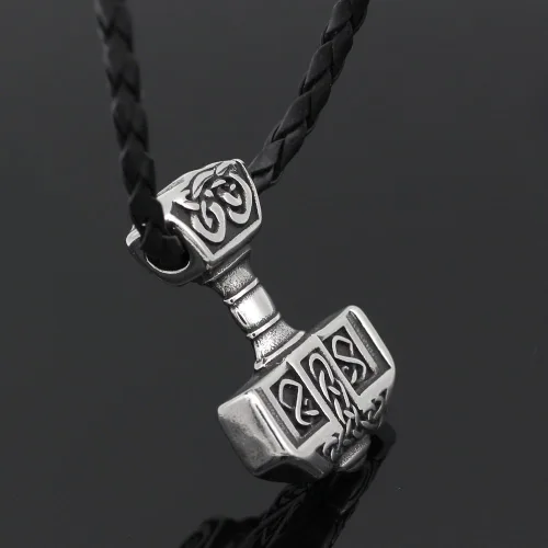 Vista 4 de GuoShuang - Collar con colgante de acero inoxidable 316L para hombre