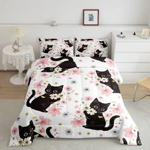 Vista 9 de Feelyou Juego de edredón de panda de dibujos animados para niños, edredón de animales lindos para niños y niñas, juego de ropa de cama kawaii panda