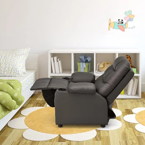 Vista 9 de GLACER Silla reclinable para niños con portavasos, bolsillos laterales Marrón