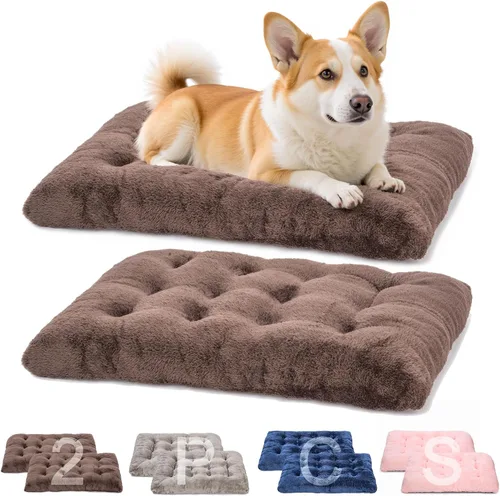 Vista 10 de POMIU Paquete de 2 camas lavables para perros, camas de felpa de lujo con antideslizante, lavable a máquina, tapete para dormir para perros grandes