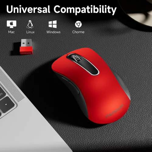 Vista 12 de memzuoix Ratón inalámbrico de 2.4G, mouse de computadora de 1400 DPI con receptor USB, ratones USB inalámbricos portátiles a batería para laptop