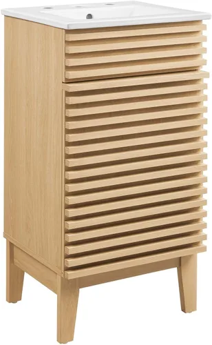 Vista 58 de Modway Render 23.5" tocador de baño en nogal (lavabo no incluido)