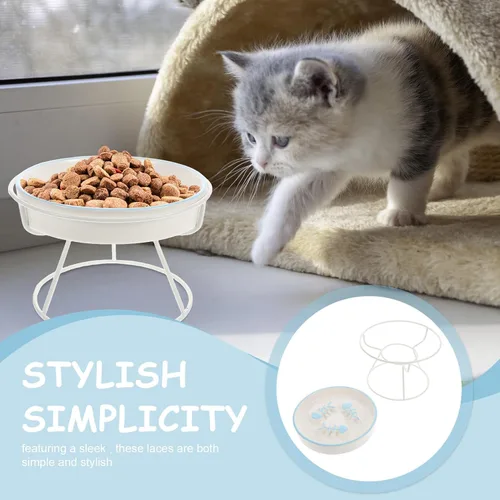Vista 8 de Mobestech Cuenco de cerámica para gatos de alimentación lenta con soporte elevado, plato elevado antiestrangulamiento para gatos