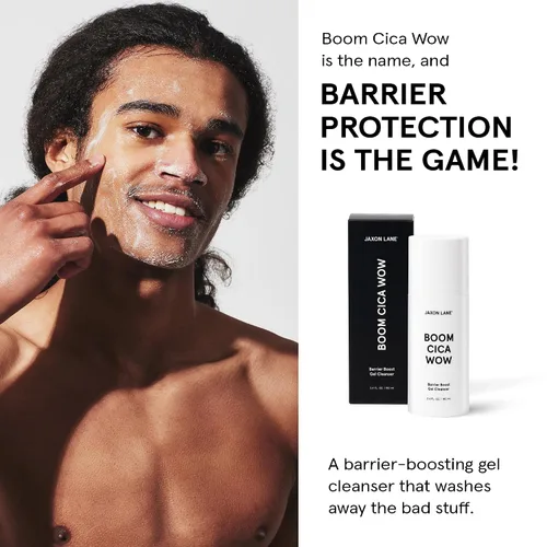Vista 2 de Jabón facial Centella para hombres Cuidado de la piel: BOOM CICA WOW - Gel limpiador hidratante para piel grasa, seca, propensa al acné, limpiador