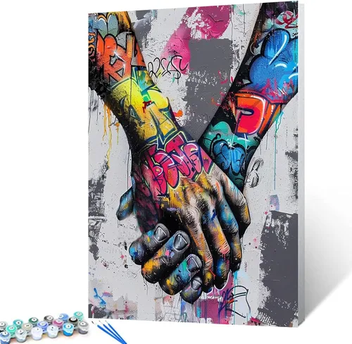 Vista 12 de Tucocoo Kits de Pintura por Números para Adultos y Niños - Labios Graffiti Sacando la Lengua - Pintura al Óleo Digital DIY sobre Lienzo Arte