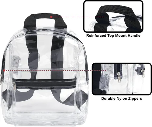 Vista 2 de MADISON & DAKOTA Clear Mini Backpacks for Beach, Travel - Stadium Approved Bag with Adjustable Straps