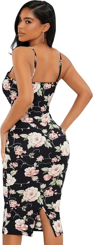 Vista 2 de SweatyRocks Vestido midi con abertura y estampado floral para mujer