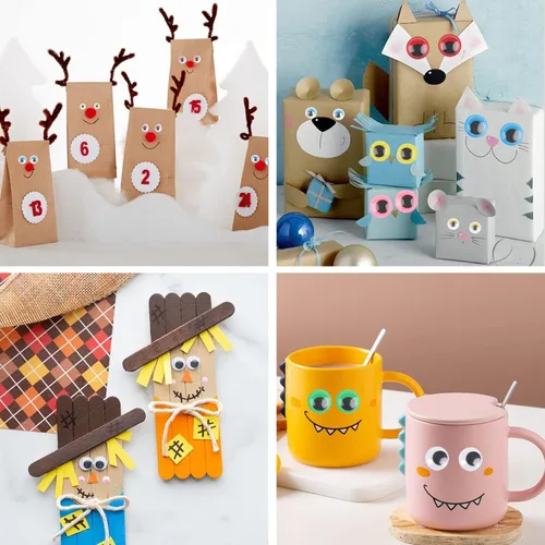 Vista 9 de LOMIMOS 1500pcs Wiggle Googly Eyes con autoadhesivo, 0.157 in-0.591 in, para decoración de manualidades de bricolaje