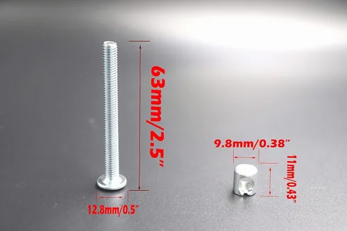 Vista 2 de FGen 12 piezas accesorios para cuna M6 tuerca de perno M6 x 2.362 in estantería de cabeza reclinable tornillo tuerca de martillo