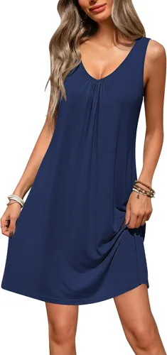 Vista 10 de Ekouaer Camisones para mujer, de viscosa de bambú, sin mangas, para dormir, con cuello en V, ropa de dormir