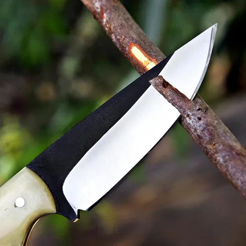 Vista 4 de TAC KNIVES 8'' de tang completo Cuchillo de hoja fija para exterior, camping y caza con funda, regalo para él, 1095 de acero de alto carbono