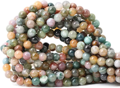 Vista 38 de Cuentas redondas sueltas de ágata estilo antiguo vena de dragón de 6mm, cuentas para diseño de joyas, 60 cuentas Ágata de vena de dragón