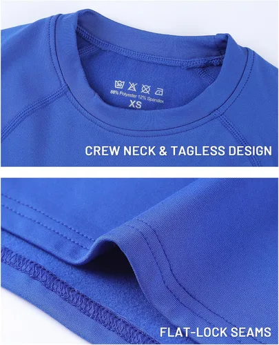 Vista 3 de Runhit Camiseta térmica de compresión para niños y jóvenes, manga larga, forro polar, capa base para fútbol, béisbol, fútbol, baloncesto
