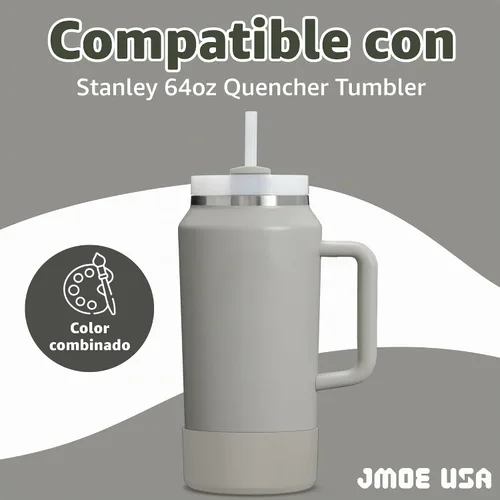 Vista 2 de Jmoe USA Funda para vaso Stanley Quencher H2.0 FlowState de 64 onzas con asa, silicona sin BPA, protector de funda para la parte inferior