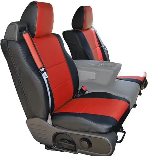 Vista 5 de Iggee Para Ford F-150 2004-2008 Tipo de cinturón de seguridad integrado Cuero artificial Personalizado Ajuste exacto 2 fundas de asiento delantero