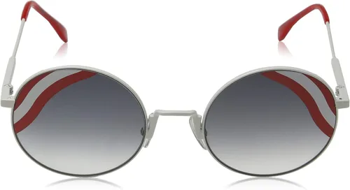 Vista 2 de Fendi Gafas de sol redondas para mujer, color blanco rojogris oscuro, talla única
