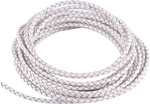 Vista 18 de 2 yardas 8.0mm Cordón redondo de cuero trenzado auténtico marrón antiguo para corbata de bolo