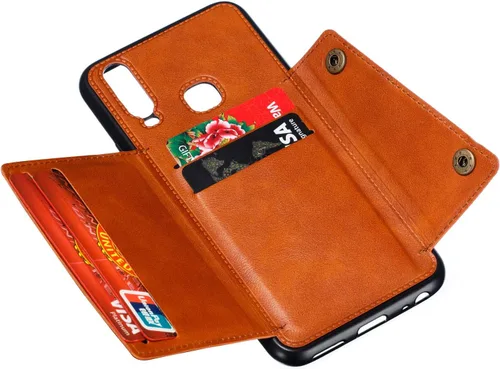 Vista 3 de Funda para Vivo Y19 con ranura para tarjeta Vivo U3, funda para Vivo Y5s / U20 / Z5i V1934A V1941A V1941T 1915 funda marrón