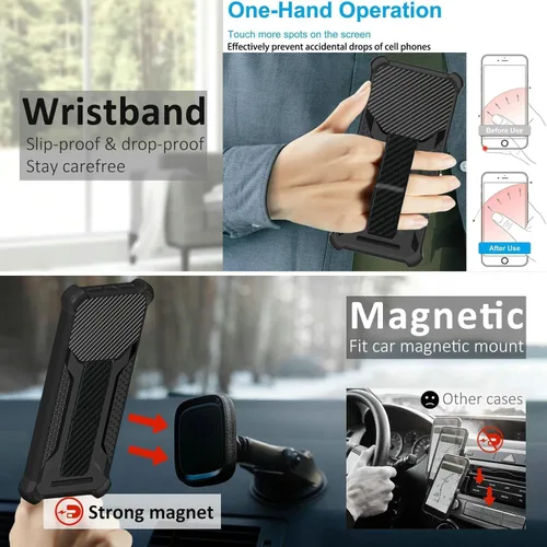 Vista 4 de Case Compatible for Huawei P30 lite New Edition Phone Case Stand Cover [with 1* TempeBlack Glass Screen Protector] Hybrid Case