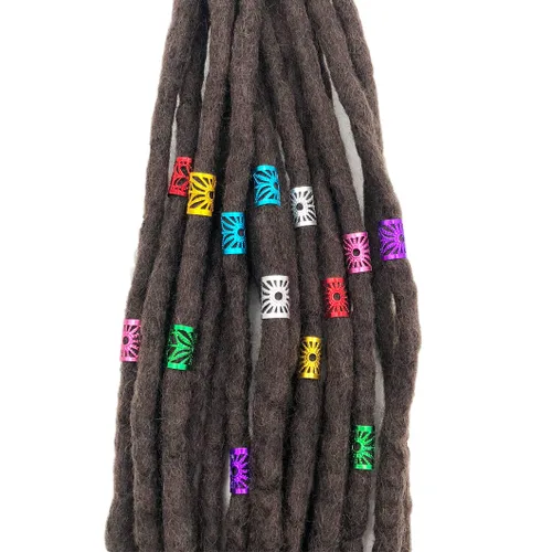 Vista 3 de Messen 170 cuentas de rastas multicolor de aluminio para decoración del cabello, joyería para trenzar el cabello (no se rompe fácilmente)
