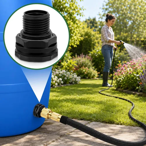 Vista 8 de Adaptador de mamparo, manguera de jardín roscada macho de 3/4 pulgadas GHT x 1/2 pulgada hembra NPT conector de tanque de agua de doble rosca