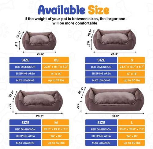 Vista 7 de Makigued Cama rectangular para perro de tamaño mediano con funda extraíble lavable, cama para mascotas con lados de refuerzo, parte inferior