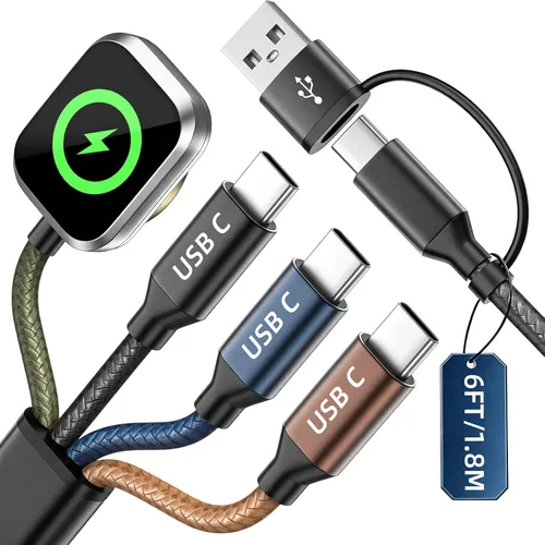 Vista 8 de Cruise Essentials 2026, doble tipo C 4 en 2 cable de carga múltiple para iPhone Watch Charger/iPhone 17/IP, cargador iWatch, artículos esenciales