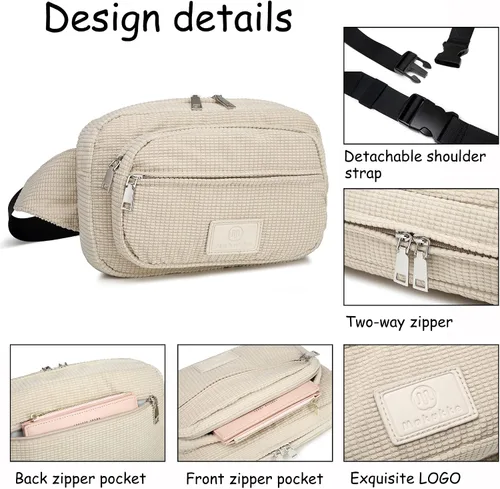 Vista 4 de Ibalulu Riñonera cruzada para mujer a la moda, bolsa para cinturón grande de 5 litros, bolso de pecho con correa ajustable, riñoneras de moda