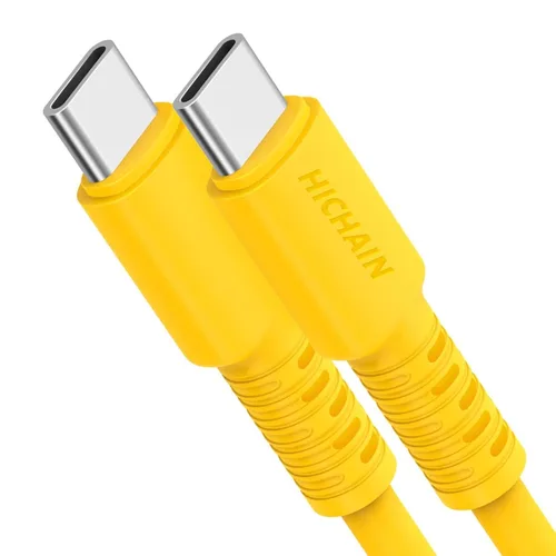 Vista 10 de Hichain Paquete de 2 cables de carga USB A a USB C amarillo de 4 pies, cable de carga rápida tipo C de 100 W, sincronización de datos, cable USB C