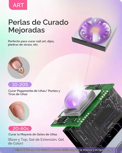 Vista 3 de MelodySusie - Kit de luz UV de mano rosa para uñas de gel y pegamento de diamantes de imitación A-Rosa