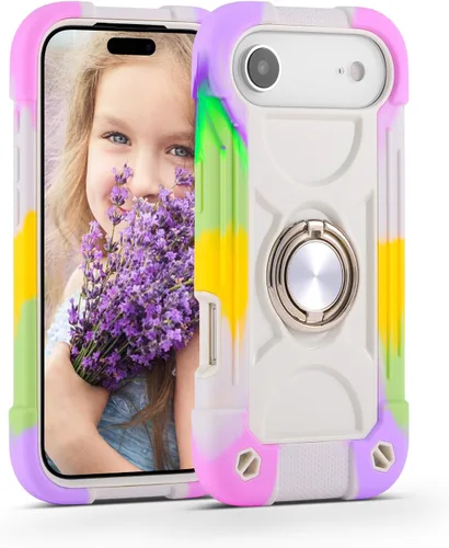 Vista 71 de MARKILL Funda compatible con iPhone Air de 6.5 pulgadas 2025 con soporte de anillo giratorio de 360 grados, protección contra caídas de grado