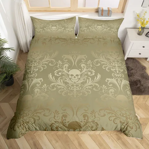 Vista 38 de Erosebridal Juego de ropa de cama gótica de damasco para adultos, funda de edredón victoriana antigua, tamaño individual, funda de edredón gótica