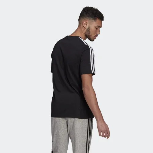 Vista 3 de adidas Camiseta Essentials de 3 rayas para hombre, Negro Blanco
