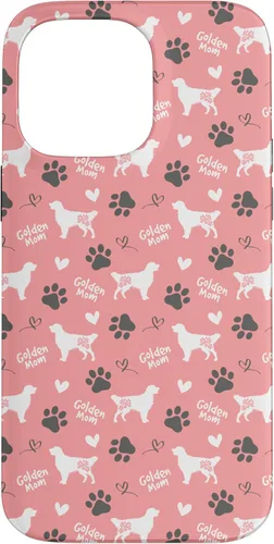 Vista 21 de Golden Retriever - Carcasa para iPhone 17, diseño de mamá y perro, diseño floral, color rosa