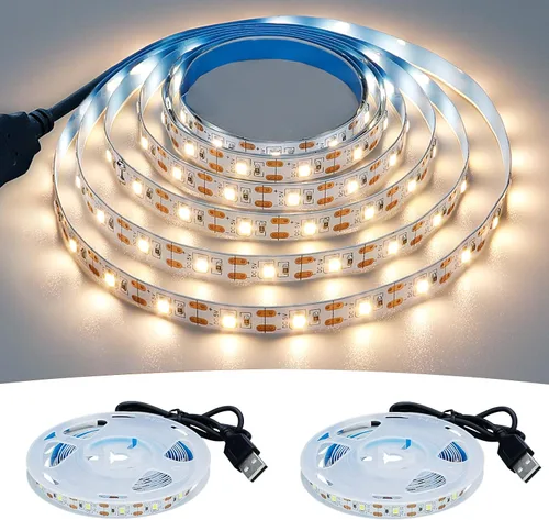 Vista 12 de Tira de luz LED roja USB 620-625nm 5V alimentada por USB, 13.12 pies/4M, 240 LED, flexible, SMD2835, de alto brillo, sin impermeabilidad, IP20