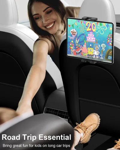 Vista 3 de Soporte para reposacabezas de tableta Tesla Model Y Model 3 Model S Model X - Soporte para tableta de asiento trasero Tesla 2025 para iPad Pro 12.9