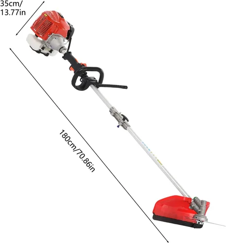 Vista 6 de Cortacésped 52cc 2-Stroke Gas 5 en 1 multifuncional gasolina cortasetos motosierra cortador de cepillo cortador a gas para envío de césped