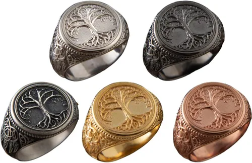 Vista 8 de Anillo de protección de demonio con cruz de exorcismo de San Benito, anillo de amuleto de plata, regalo para hombres, graduación universitaria
