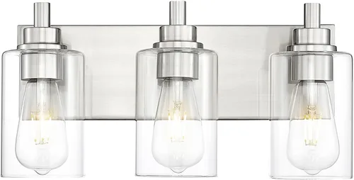 Vista 19 de Lámparas de baño, lámpara de tocador moderna de 4 luces con pantalla en forma de copa de vino de vidrio transparente, accesorios de iluminación Negro