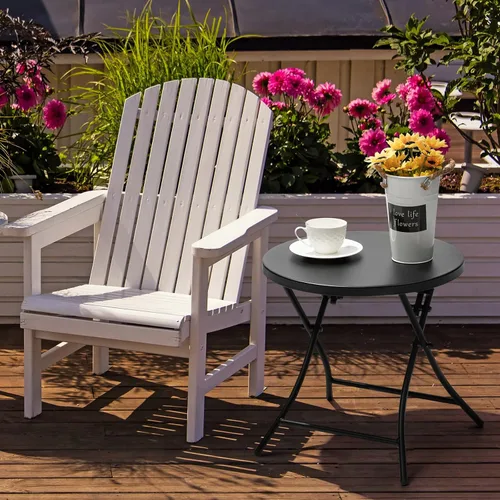 Vista 8 de Mesa auxiliar para exteriores, mesa auxiliar redonda plegable de metal, resistente a la intemperie, mesa decorativa de patio pequeño para porche