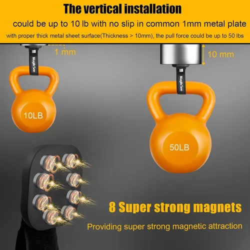 Vista 3 de Paquete de 2 correas de gancho magnético resistentes para cables de extensión, potentes ganchos de almacenamiento Cruise Garage para colgar cables