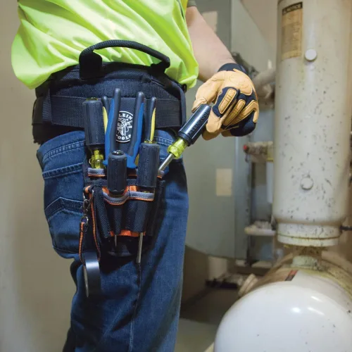 Vista 3 de Klein Tools 5240 Bolso para herramientas Tradesman Pro, con 9 bolsillos, cordón adhesivo, bucle de túnel de 2 pulgadas, excelente funda