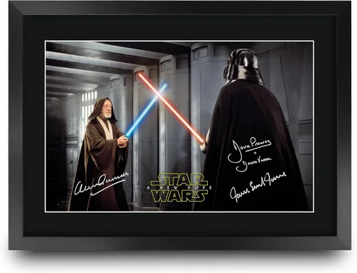 Vista 13 de HWC Trading Star Wars Episodio 1 La Amenaza Fantasma Regalos Presentación Impresa Autografiada Montaje para Fans de Recuerdos de Películas - 16" x