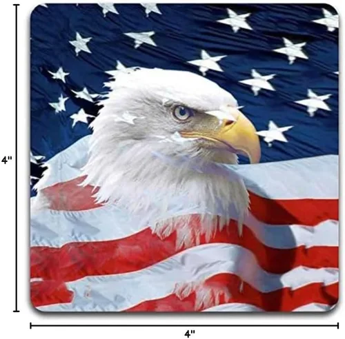 Vista 2 de American Eagle - Juego de 4 posavasos cuadrados de goma reciclada