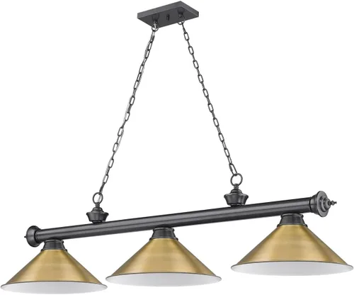 Vista 7 de Z-Lite 2306-3BP-RB15 Colgante de billar Cordon, 3 luces 180 vatios totales, chapado en bronce Placa de bronce